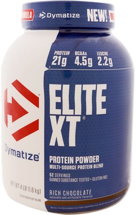 Elite XT, Protein Powder, Rich Chocolate, 4 lb (1.8 kg) by Dymatize Nutrition, 運動，補品，蛋白質 HK 香港