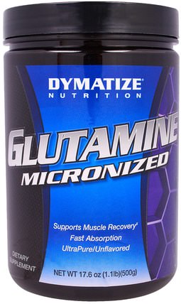 Glutamine Micronized, 17.6 oz (500 g) by Dymatize Nutrition, 補充劑，氨基酸，l谷氨酰胺，l谷氨酰胺粉末，運動，運動 HK 香港