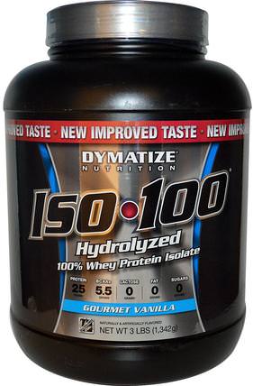 ISO 100, Hydrolyzed, 100% Whey Protein Isolate, Gourmet Vanilla, 48 oz (1.4 kg) by Dymatize Nutrition, 補充劑，乳清蛋白 HK 香港