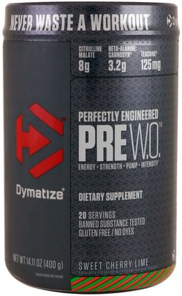 Pre W.O., Sweet Cherry Lime, 14.11 oz (400 g) by Dymatize Nutrition, 健康，能量，運動 HK 香港