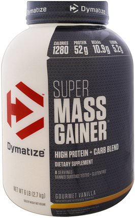 Super Mass Gainer, Gourmet Vanilla, 6 lbs (2.7 kg) by Dymatize Nutrition, 運動，補品，乳清蛋白 HK 香港