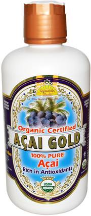Acai Gold, Organic Certified, 32 fl oz (946 ml) by Dynamic Health Laboratories, 食品，咖啡茶和飲料，果汁 HK 香港