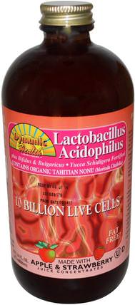 Lactobacillus Acidophilus, Apple Juice Concentrate & Strawberry Puree, 16 fl oz (473 ml) by Dynamic Health Laboratories, 食品，咖啡茶和飲料，果汁 HK 香港