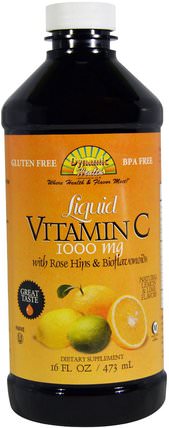 Liquid Vitamin C, Natural Citrus Flavors, 1000 mg, 16 fl oz (473 ml) by Dynamic Health Laboratories, 食品，咖啡茶和飲料，果汁 HK 香港
