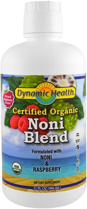 Organic Certified Noni Blend, Raspberry Flavor, 32 fl oz (946 ml) by Dynamic Health Laboratories, 食品，咖啡茶和飲料，果汁 HK 香港