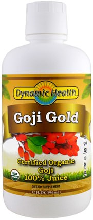 Organic Goji Gold, 32 fl oz (946 ml) by Dynamic Health Laboratories, 食品，咖啡茶和飲料，果汁 HK 香港
