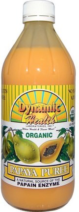 Organic Papaya Puree, 16 fl oz (473 ml) by Dynamic Health Laboratories, 食品，咖啡茶和飲料，果汁 HK 香港