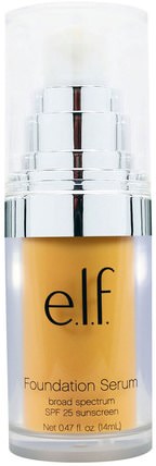 Beautifully Bare Foundation Serum, Broad Spectrum SPF 25 Sunscreen, Light/Medium, 0.47 fl (14 ml) by E.L.F. Cosmetics, 面對 HK 香港