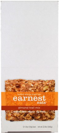 Baked Whole Food Bar, Almond Trail Mix, 12 Bars, 1.9 oz (54 g) Each by Earnest Eats, 食物，零食，健康零食 HK 香港