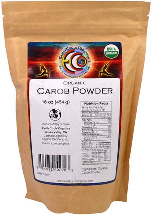 Organic Carob Powder, 16 oz (454 g) by Earth Circle Organics, 補品，超級食品，甜味劑 HK 香港
