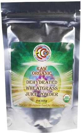 Raw Organic Dehydrated Wheatgrass Juice Powder, 4 oz (113 g) by Earth Circle Organics, 補品，超級食品，小麥草 HK 香港