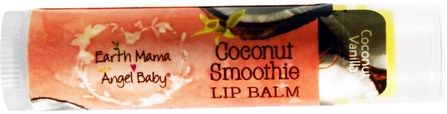 Coconut Smoothie Lip Balm, Coconut Vanilla.15 oz (4 ml) by Earth Mama Angel Baby, 洗澡，美容，唇部護理，產後，唇膏 HK 香港