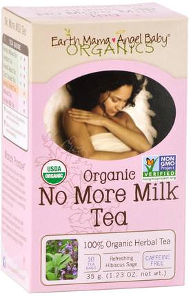 Organic No More Milk Tea, Refreshing Hibiscus Sage, 16 Tea Bags, 1.23 oz (35 g) by Earth Mama Angel Baby, 兒童健康，嬰兒餵養，母乳喂養 HK 香港