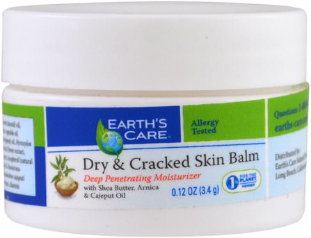Dry & Cracked Skin Balm, 0.12 oz (3.4 g) by Earths Care, 健康，皮膚，乳木果油 HK 香港