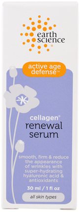Active Age Defense, Cellagen Renewal Serum, 1 fl oz (30 ml) by Earth Science, 美容，面部護理，面霜，乳液，健康，皮膚血清 HK 香港