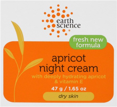 Apricot Night Cream, 1.65 oz (47 g) by Earth Science, 健康，皮膚，晚霜，美容，面部護理，皮膚類型正常至乾性皮膚 HK 香港