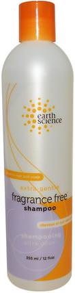 Extra Gentle Shampoo, Fragrance Free, 12 fl oz (355 ml) by Earth Science, 洗澡，美容，洗髮水，頭髮，頭皮，護髮素 HK 香港