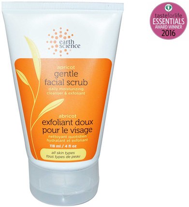 Gentle Facial Scrub, Apricot, 4 fl oz (118 ml) by Earth Science, 美容，面部護理，潔面乳，皮膚 HK 香港