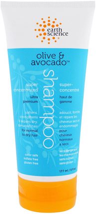 Super Concentrated Shampoo, Olive & Avocado, 6 fl oz (177 ml) by Earth Science, 洗澡，美容，洗髮水，摩洛哥堅果 HK 香港
