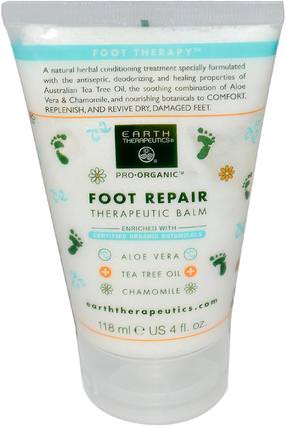 Basics, Foot Repair, Therapeutic Balm, 4 fl oz (118 ml) by Earth Therapeutics, 洗澡，美容，腳部護理 HK 香港