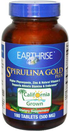 Spirulina Gold Plus, 500 mg, 180 Tablets by Earthrise, 補充劑，螺旋藻 HK 香港