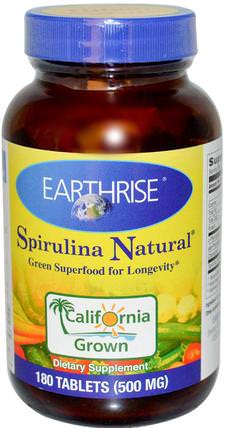Spirulina Natural, 500 mg, 180 Tablets by Earthrise, 健康 HK 香港