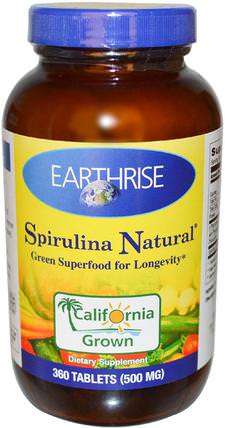 Spirulina Natural, 500 mg, 360 Tablets by Earthrise, 補充劑，螺旋藻 HK 香港