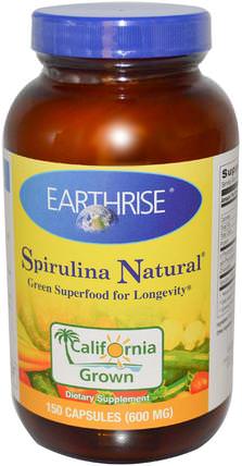 Spirulina Natural, 600 mg, 150 Capsules by Earthrise, 補充劑，螺旋藻 HK 香港