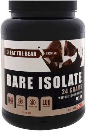 Bare Isolate, Whey Pure Protein Isolate, Chocolate, 2 lbs (908 g) by Eat the Bear, 運動，補品，乳清蛋白 HK 香港
