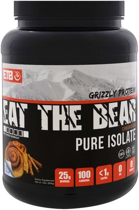 Grizzly Protein, Pure Isolate, Cinnamon Bun, 2 lbs (908 g) by Eat the Bear, 運動，補品，乳清蛋白 HK 香港