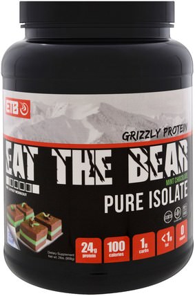 Grizzly Protein, Pure Isolate, Mint Chocolate, 2 lbs (908 g) by Eat the Bear, 運動，補品，乳清蛋白 HK 香港