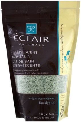 Effervescent Bath Salts, Eucalyptus, 14 oz (397 g) by Eclair Naturals, 洗澡，美容，浴鹽 HK 香港
