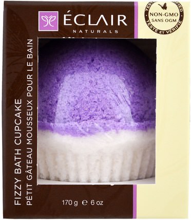 Fizzy Bath Cupcake, Lavender Vanilla, 6 oz (170 g) by Eclair Naturals, 洗澡，美容，浴鹽 HK 香港