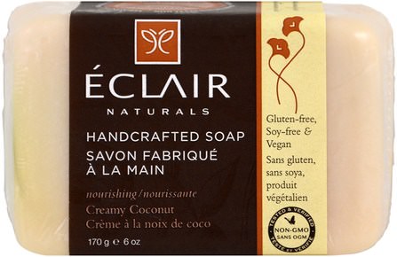 Handcrafted Soap, Creamy Coconut, 6 oz (170 g) by Eclair Naturals, 洗澡，美容，肥皂 HK 香港
