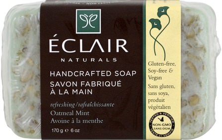Handcrafted Soap, Oatmeal Mint, 6 oz (170 g) by Eclair Naturals, 洗澡，美容，肥皂 HK 香港