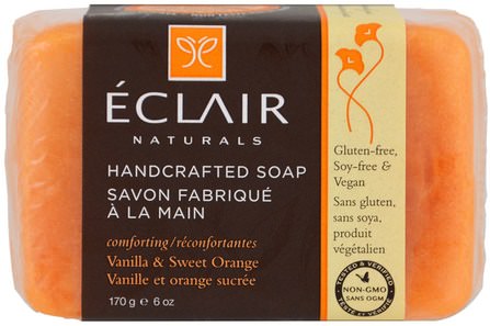 Handcrafted Soap, Vanilla & Sweet Orange, 6 oz (170 g) by Eclair Naturals, 洗澡，美容，肥皂 HK 香港