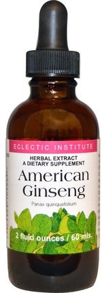 American Ginseng, 2 fl oz (60 ml) by Eclectic Institute, 補充劑，adaptogen，感冒和病毒，人參液 HK 香港