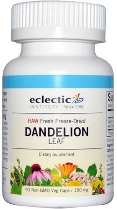 Dandelion Leaf, 150 mg, 90 Non-GMO Veggie Caps by Eclectic Institute, 草藥，蒲公英根 HK 香港