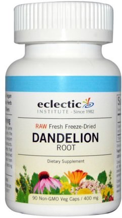 Dandelion Root, Raw, 400 mg, 90 Non-GMO Veggie Caps by Eclectic Institute, 草藥，蒲公英根 HK 香港