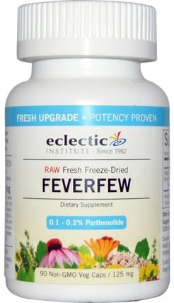 Feverfew, 125 mg, 90 Non-GMO Veggie Caps by Eclectic Institute, 草藥，小白菊 HK 香港