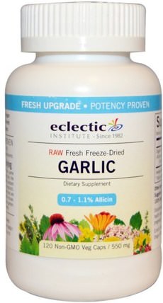 Garlic, 550 mg, 120 Non-GMO Veggie Caps by Eclectic Institute, 補充劑，抗生素，大蒜 HK 香港