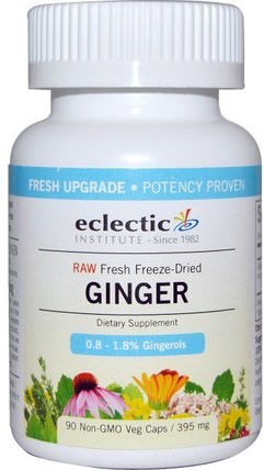 Ginger, 395 mg, 90 Non-GMO Veggie Caps by Eclectic Institute, 草藥，姜根 HK 香港