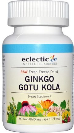 Ginkgo Gotu Kola, 275 mg, 90 Non-GMO Veggie Caps by Eclectic Institute, 健康，婦女，靜脈曲張護理，gotu kola，草藥，銀杏葉 HK 香港