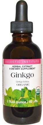 Ginkgo, Organic 2 fl oz (60 ml) by Eclectic Institute, 草藥，銀杏葉 HK 香港