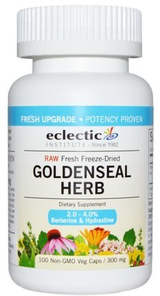Goldenseal Herb, Raw, 300 mg, 100 Non-GMO Veg Caps by Eclectic Institute, 草藥，goldenseal草本 HK 香港