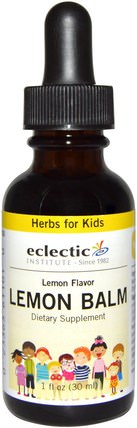 Herbs For Kids, Lemon Balm, Lemon Flavor, 1 fl oz (30 ml) by Eclectic Institute, 草藥，檸檬香蜂蜜梅麗莎 HK 香港