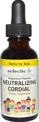 Herbs For Kids, Neutralizing Cordial, Peppermint Flavored, 1 fl oz (30 ml) by Eclectic Institute, 健康，兒童草藥 HK 香港