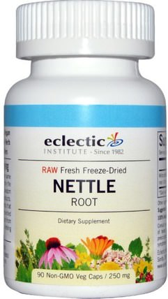 Nettle Root, Raw, 250 mg, 90 Non-GMO Veggie Caps by Eclectic Institute, 健康，男人，草藥，蕁麻刺痛，蕁麻根 HK 香港
