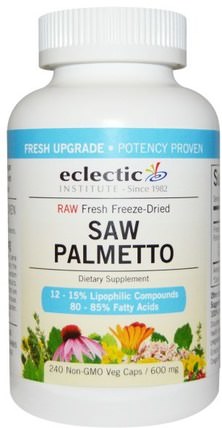 Saw Palmetto, 600 mg, 240 Non-GMO Veg Caps by Eclectic Institute, 健康，男人 HK 香港