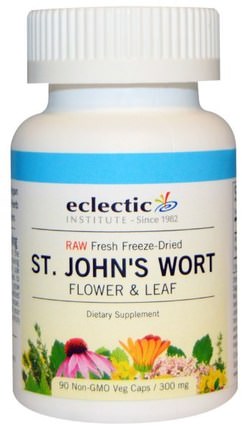 St. Johns Wort, 300 mg, 90 Non-GMO Veggie Caps by Eclectic Institute, 草藥，聖。約翰斯麥汁 HK 香港